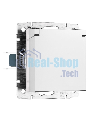 Розетка с заземлением и шторками c крышкой IP44 N (белый матовый)