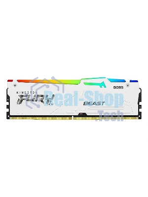 Оперативная память Kingston Fury Beast, DDR5, 16Gb (1x16GB), 5200MHz, CL40, DIMM, с радиатором, RGB, белый