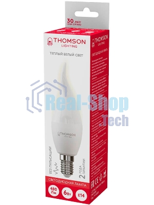 Лампа светодиодная Hiper THOMSON LED TAIL CANDLE 6W 480Lm E14 3000K TH-B2025