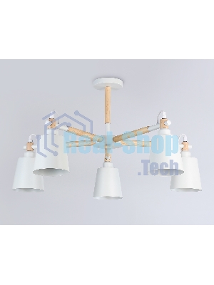Светильник Ambrella light TR82208/5 WH/LW белый/светлое дерево E27/5 max 40W D780*430