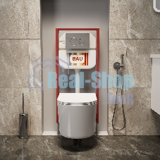 Комплект BAU 6 в 1: рамная инсталляция BAU NEO 45, унитаз подвесной безободковый Bau Hotel PRO, быстросъемное сиденье микролифт, кнопка смыва BAU Dream , хром