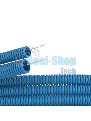 Труба гофрированная ППЛ d32 мм легкая с протяж. син. (уп. 25 м) ДКС 11932