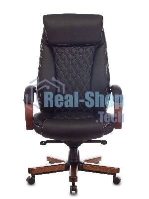 Кресло Бюрократ T-9924WALNUT черный, кожа, подголовник