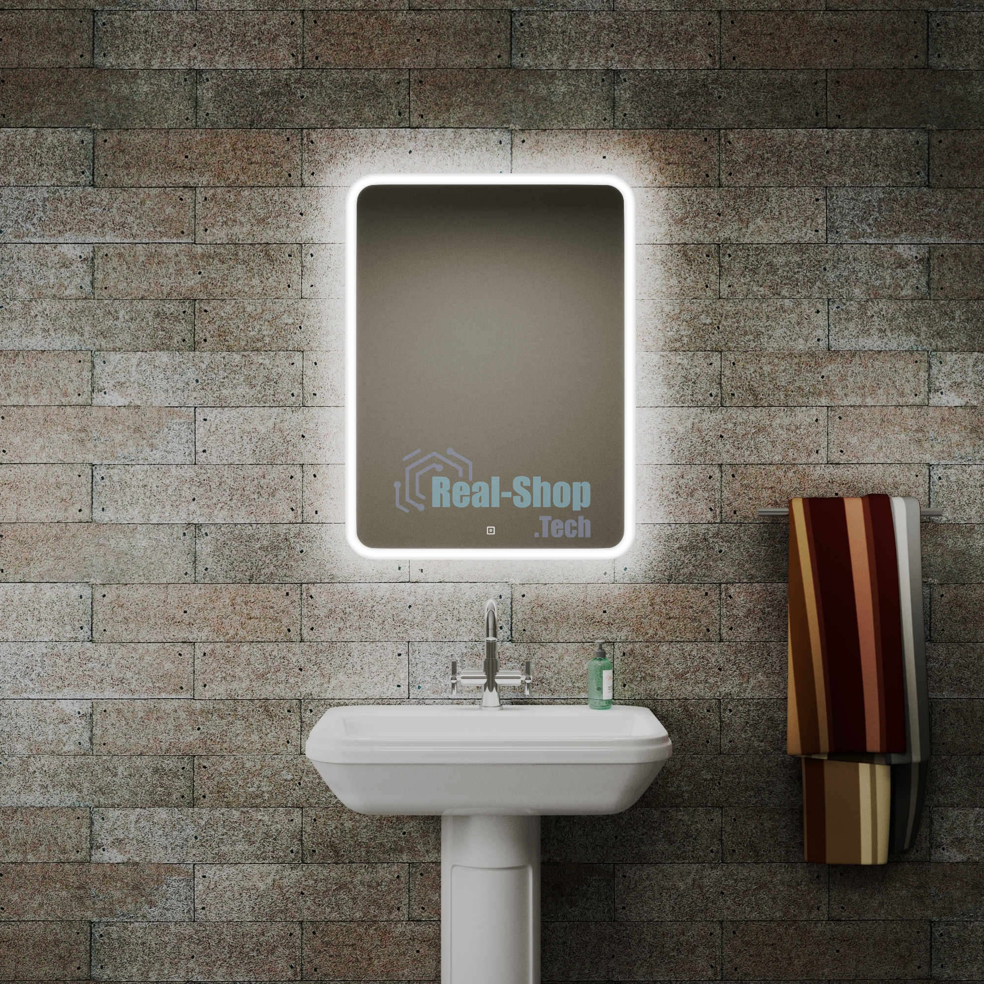 Зеркало Bau Stil 60х80, сенсорная LED подсветка, пластиковый защитный корпус