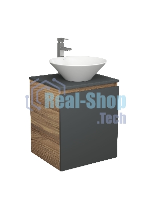 Тумба Bau Dream Blackwood 50 графит, раковина BAU Dream D43, смеситель для раковины высокий Hotel Still, нержавеющая сталь