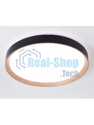 Потолочный светодиодный светильник Ambrella light FZ1326 BK/LWD черный/светлое дерево IP20 60W 3000-6400K D490*80 (ПДУ ИК)