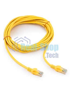 Патч-корд медный UTP Cablexpert PP10-5M/Y cat.5, 5м, литой, многожильный, желтый