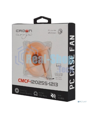 Вентилятор для корпуса Crown CMCF-12025S-1213 прозрачный/оранжевый, 120 мм, 1650 об/мин, 28 дБ, 3 pin