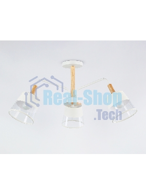 Светильник Ambrella light TR4737/3 WH/LW белый/светлое дерево E27/3 max 40W D760*350