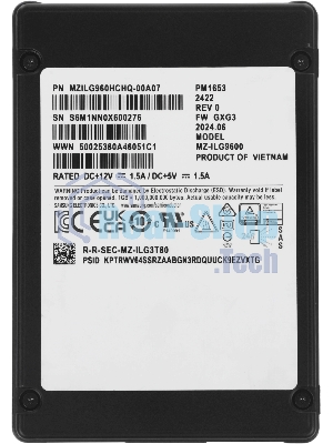 Накопитель SSD Samsung PM1653, 960Gb, SAS 4.0, 2.5