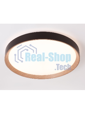 Потолочный светодиодный светильник Ambrella light FZ1326 BK/LWD черный/светлое дерево IP20 60W 3000-6400K D490*80 (ПДУ ИК)