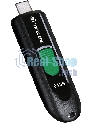 Флешка USB Transcend JetFlash 790С (TS64GJF790C), 64Gb, USB 3.0 Type-C, R/W 90/60, черный/зеленый