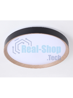 Потолочный светодиодный светильник Ambrella light FZ1326 BK/LWD черный/светлое дерево IP20 60W 3000-6400K D490*80 (ПДУ ИК)