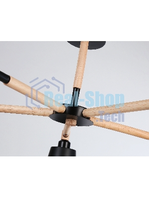 Светильник Ambrella light TR82211/5 BK/LW черный/светлое дерево E27/5 max 40W D780*430