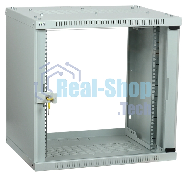 Шкаф LINEA WE 9U 600x600 мм дверь стекло серый ITK