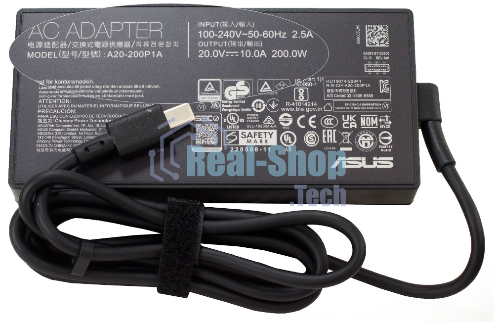 Блок питания (сетевой адаптер) для ноутбуков Asus 20V 10A 200W rectangle