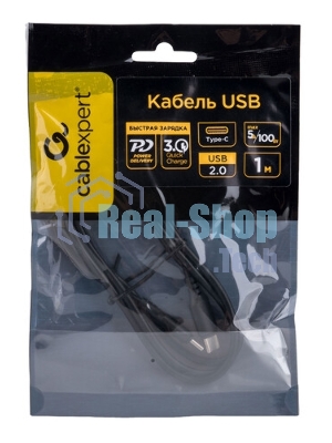 Кабель USB2.0 Cablexpert CCB-USB2-CMCMO1-2MB, TypeC/TypeC, Classic 0.1, 3A, 60W, PD/QC3.0, медь, 2м, черный, коробка