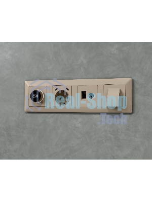 Комплект механизма розетки компьютерной + TV оконечной RJ-45 с автоматической защитной шторкой ALFA Серо-бежевый матовый (AP3725, VM195) MA372510