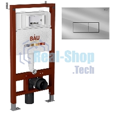 Инсталляция BAU PRO для подвесного унитаза, клавиша смыва BAU Hotel для инсталляции, хром