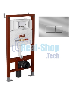 Инсталляция BAU PRO для подвесного унитаза, клавиша смыва BAU Hotel для инсталляции, хром