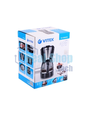 Кофеварка капельная Vitek VT-1503 черный, исп. кофе - молотый, 1.2 л, 900 Вт.