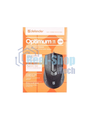 Мышь проводная Defender Optimum MB-270 черный, 1000 dpi, USB, кнопки - 3