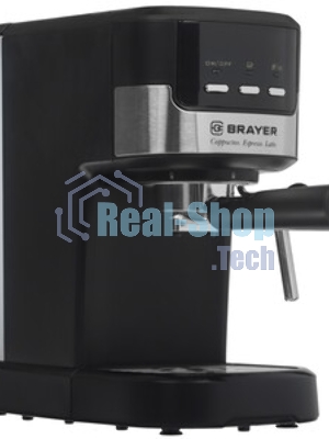 Кофеварка рожковая BRAYER BR1112 черный, исп. кофе - молотый, 1.2 л, 1100 Вт, 20 бар
