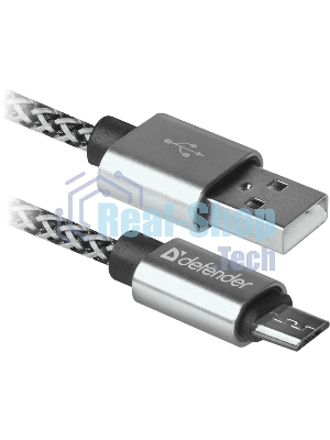 Кабель Defender USB08-03T PRO USB2.0 белый, AM-MicroBM, 1m, 2.1A