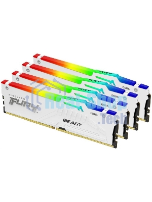 Оперативная память Kingston Fury Beast, DDR5, 128Gb (4x32 Gb), 5200 MHz, CL40, радиатор, RGb, белый