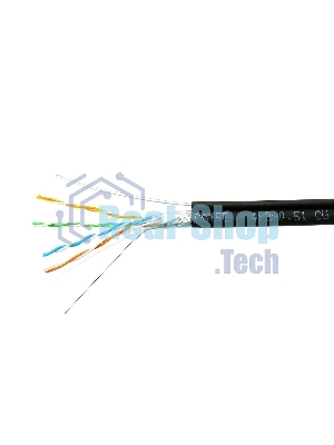 Кабель Cablexpert FPC-5051E-4-CU-OUTR/100, FTP outdoor 4x2x0.51 на тросу, медный, кат.5e, однож., 100м, box, черный