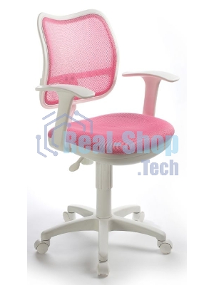 Кресло компьютерное Бюрократ CH-W797/PK/TW-13A TW-13A розовый, спинка сетка, сиденье розовый, колеса белый/розовый, пластик белый