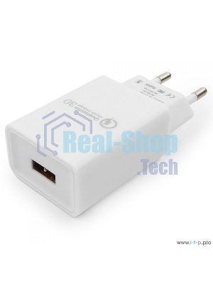 Сетевое зарядное устройство Cablexpert MP3A-PC-16, QC 3.0, 100/220V - 1 USB порт 5/9/12V, белый