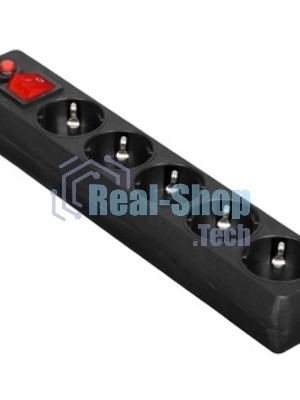 Сетевой фильтр Гарнизон EHLB-1, 5 р, 10А 1.8 м черный