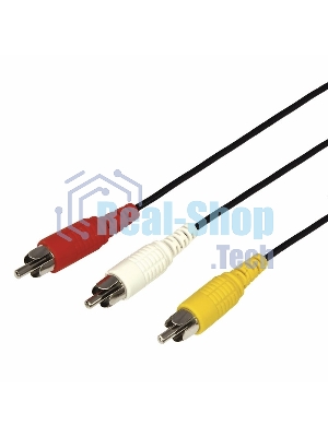 Шнур Rexant 3 RCA - 3 RCA, 3 м, черный (10 шт./уп.)