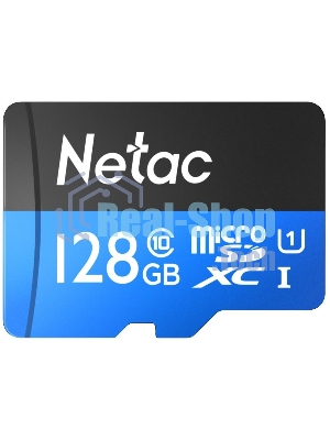 Флеш карта MicroSDXC 128Gb Netac Class 10 UHS-I U1 P500 Standart + адаптер NT02P500STN-128G-R