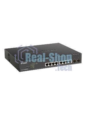 Коммутатор D-Link DGS-1100-10MPPV2/A3A, L2 Smart Switch with 8 10/100/1000Base-T ports and 2 1000Base-X SFP ports (6 PoE ports 802.3af/802.3at (30 W), 2 ports 802.3af/802.3at/802.3bt (90W), PoE Budget 242 W).8K
