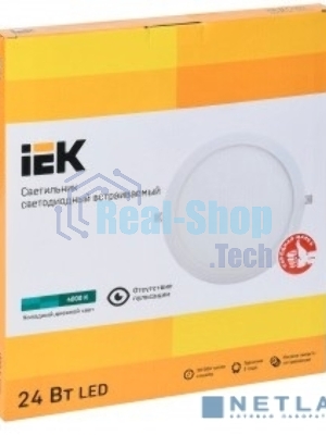 Светильник IEK LDVO0-1609-1-24-4000-K01 ДВО 1609 белый круг LED 24Вт 4000 IP20 алюм. корпус, диам 295 мм