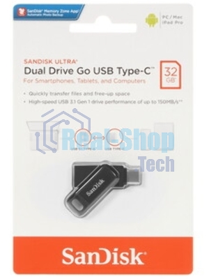 Флешка USB Sandisk DDC3 (SDDDC3-032G-G46), 32Gb, USB 3.0/USB Type-C, R/W 150/30, черный