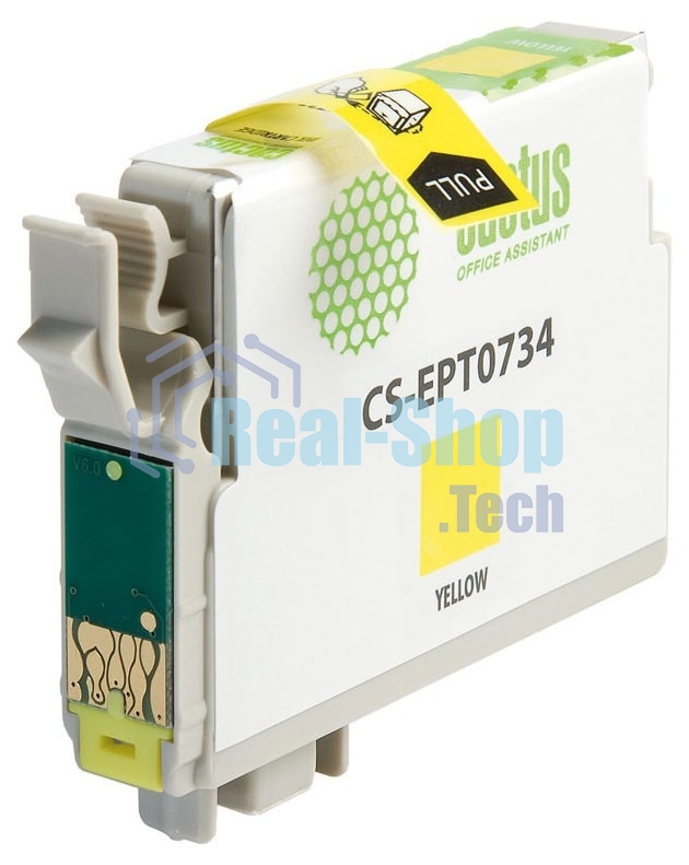 Картридж струйный Cactus CS-EPT0734 (T0734) желтый (11,4 мл) для Epson Stylus С79/C110/СХ3900/CX4900/CX5900/CX7300/CX8300/CX9300