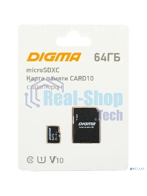 Флеш карта microSDXC 64Gb Class10 Digma CARD10 + adapter