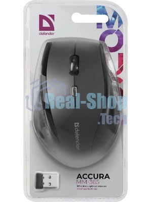 Мышь беспроводная Defender Accura MM-365 черный, 1600 dpi, радиоканал, USB, кнопки - 6