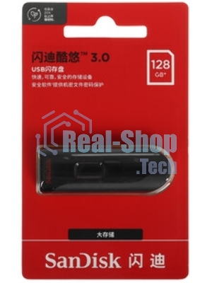 Флешка USB Sandisk CZ600 Cruzer Glide (SDCZ600-128G-G35), 128Gb, USB 3.0, R/W 100/20, черный
