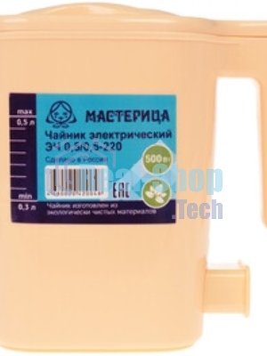 Чайник электрический Мастерица ЭЧ 0,5/0,5-220, пластик, зеленый, 500 Вт, 0,5 л, шкала уровня воды