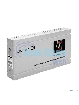 Стабилизатор напряжения ExeGate Master Turbo AVS-2000 (2000ВА, 100-265В, цифр. индикация вход/вых. напряжения, 220В±8%, КПД 98%, 5 уровней защиты, задержка, усиленный метал.корпус, евророзетка, RTL)