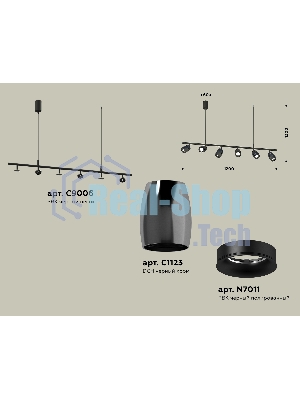 Светильник Ambrella light XB9006500/6 SBK/DCH/PBK черный песок/черный хром/черный полированный MR16 GU5.3 (С9006,С1123,N7011)