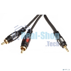 Шнур 3.5 Rexant Stereo Plug - 2RCA Plug 1.5М (GOLD)