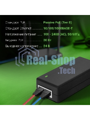 Инжектор PoE Digma DNP30W24GTBP 10/100/1000BASE-T 30Вт 100-240В(АС)
