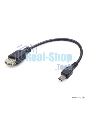 Кабель USB2.0 OTG Cablexpert A-OTG-AFBM-03 USBAF/MicroBM, 0.15м, удлиненный разъем micro USB - 9мм, пакет