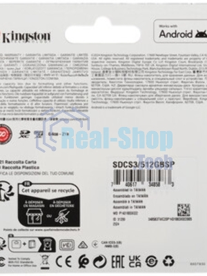 Флеш карта microSDXC 512Gb Kingston SDCS3/512GbSP Canvas Select Plus w/o adapter