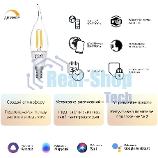 Лампа светодиодная филаментная Gauss Smart Home DIM E14 CF35 4,5 Вт 1/10/40